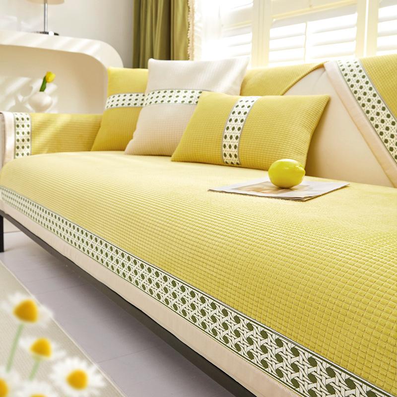 Solides Mais samt Sofa Kissen Anti-Rutsch Spitze Rand Universal Alle Jahreszeiten Moderne Couch Abdeckung