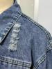 Women's Versatile Ripped Denim Jacket - European & American Style, Loose Fit
