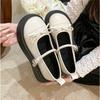 Fashion 2025Platform Single Shoes Women's Fashion Autumn New Round Toe Shallow Mouth Butterfly One Strap Jane Shoes