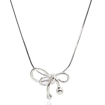 UNI.J Silky Ribbon Silver Necklace In506 [Silver]