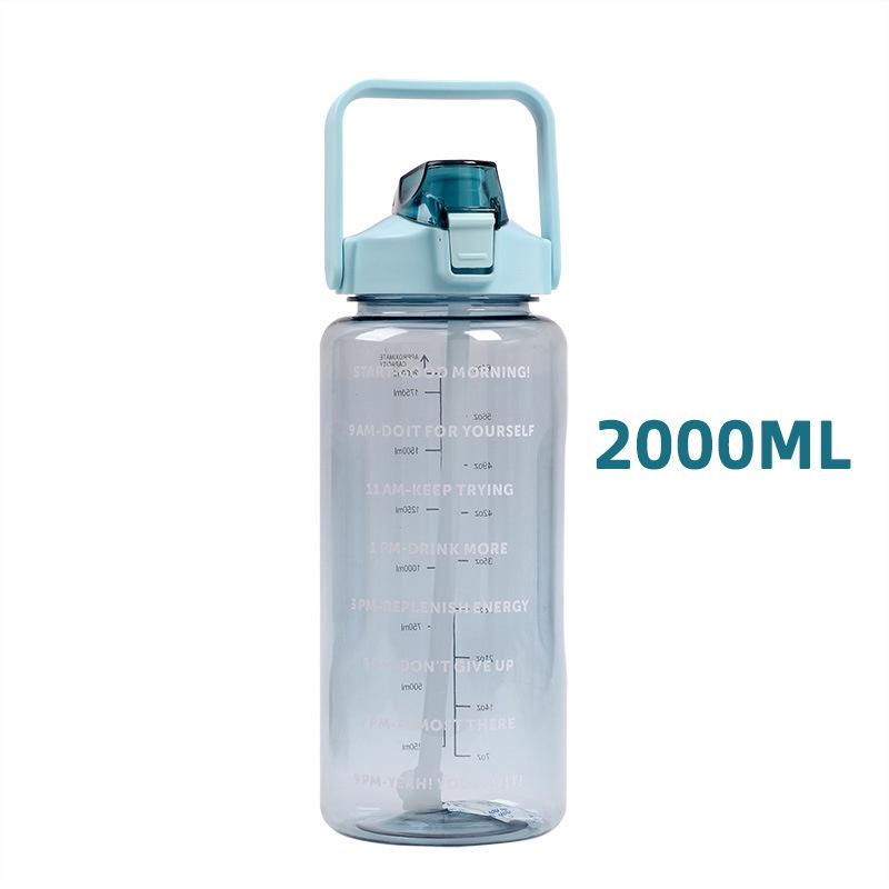 Elegant And Simple 2l Pc Material Water Bottle With Straw Perfect For Hydration On-the-go