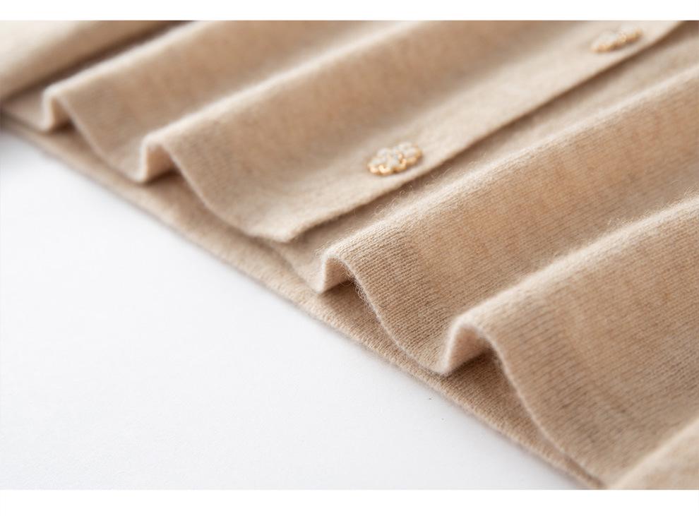Women's 100% Cashmere Round Neck Cardigan Sweater - Autumn/Winter Style, Solid Color, Versatile & Gentle Knit