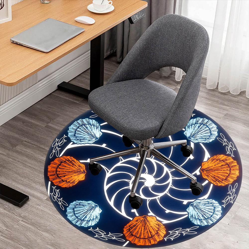

1pc Seashell Spiral Round Chair mat office Area Rug - Non-Slip, Floor Mat for Office, Bedroom, and Indoor Decor p127222 80cm by 80cm