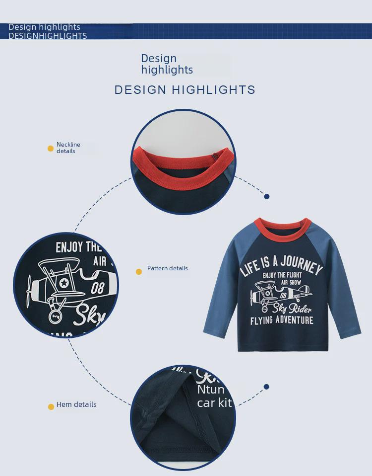 2025 Spring Korean Children's Long-Sleeve T-Shirt for Boys