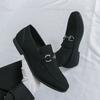 Fashion Metal Buckle Men's Penny Loafers Suede Leather Shoes Elegant Wedding Party Casual Dress Shoes Slip on Flats Business Moccasins