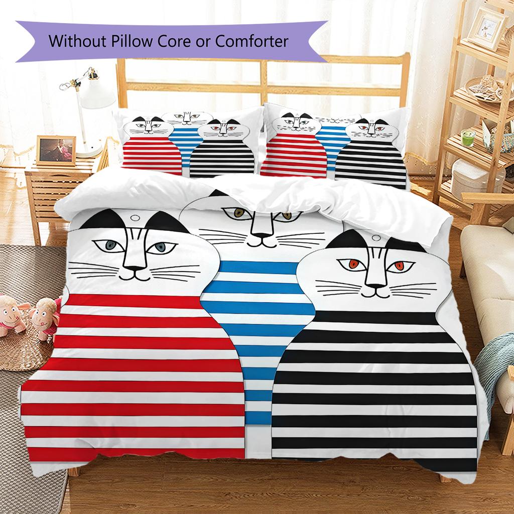 Lisa Larson Pattern Bedding,Quilt Set Quilt Cover Pillowcase Home Birthday Gift (1 * Duvet Cover + 2 * Pillowcase, Without Core)