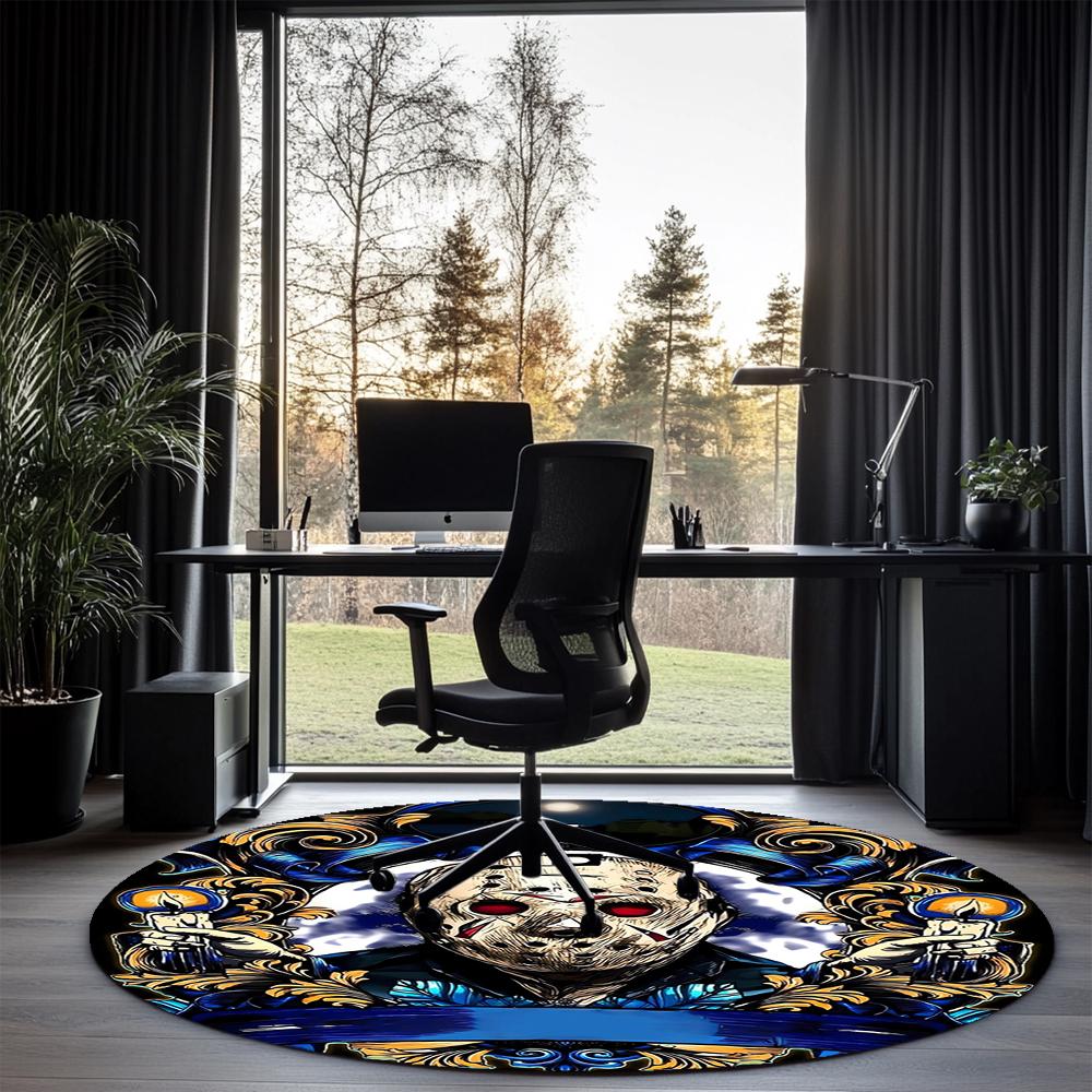 Friday the 13th Printed Round Rug Carpet Chair Rug Area Rug Entryway Doormats,for Office Chair Living Room Bedroom Kitchen Room.