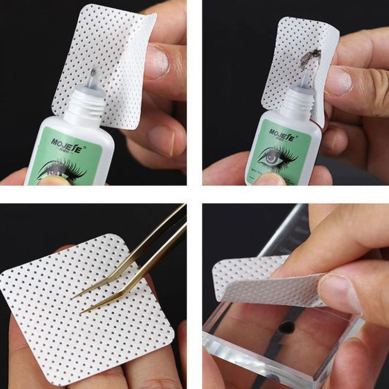 200 Pcs Lint-Free Paper Cotton Wipes Eyelash Glue Remover Wipe Clean Cotton