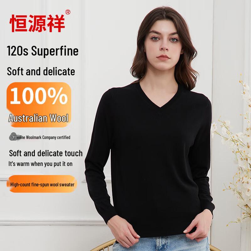 Hengyuanxiang Women's 100% Wool Thin Knit Pullover