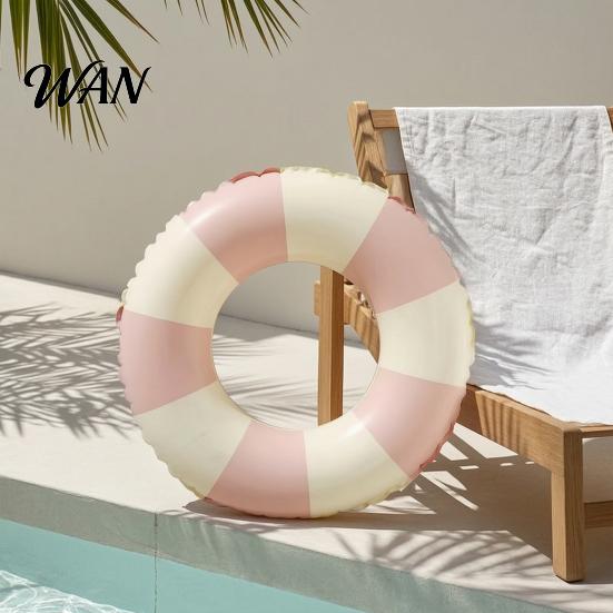 Women Swim Ring Vintage Striped Swimming PVC Thickened Inflatable Leakproof Men Adults Float Tube for Pool Beach Party