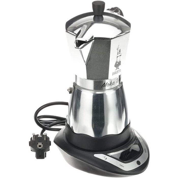 Cafetière italienne électrique - bialetti - moka timer - 6 tasses - 300 ml - inox