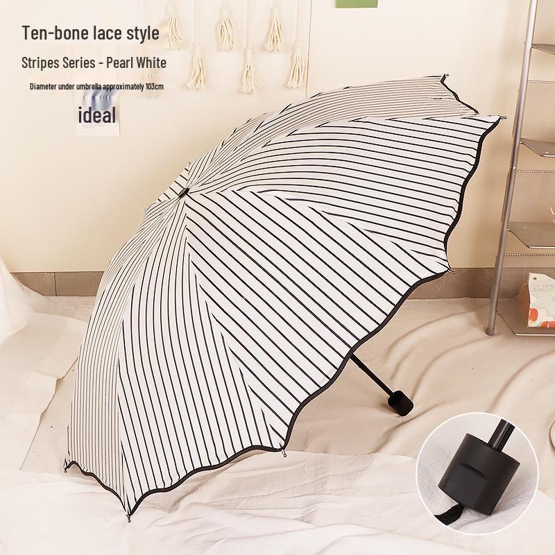 Compact Dual-Use Women's Parasol: Rain & Sun Protection, UV Shield, Korean Style, Fresh Folding Design, Elegant & Practical.