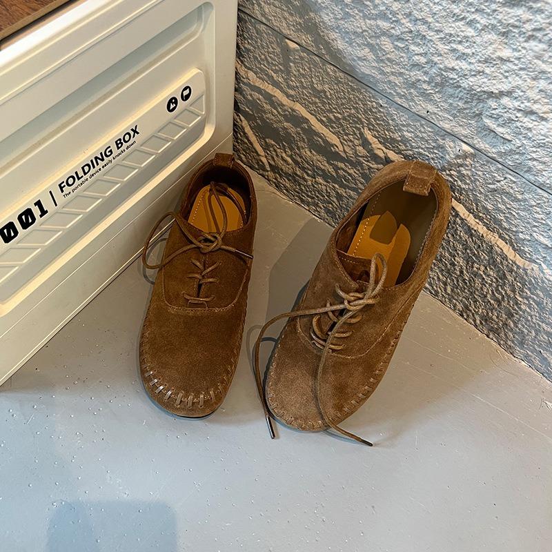 The first layer of sheepskin insoles fashion single shoes autumn new flat-bottomed retro leather white shoes casual small leather shoes