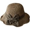 Sombrero de Paja Trenzada Transpirable Vintage con Lazo Plegable Sombrilla Protección UV Ala Ancha Gorra de Playa Verano