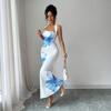 Women's Halter Neck Backless Bodycon Maxi Dress Floral Print Sleeveless Summer Long Dress