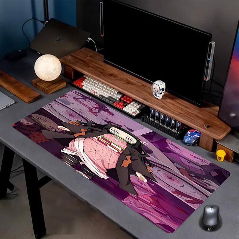 Demon Slayer Print Mouse Pad, Anti‑Slip Desktop keyboard Mat, for PC Laptop Gaming Working Daily Use, Cool Festival Surprise Gift
