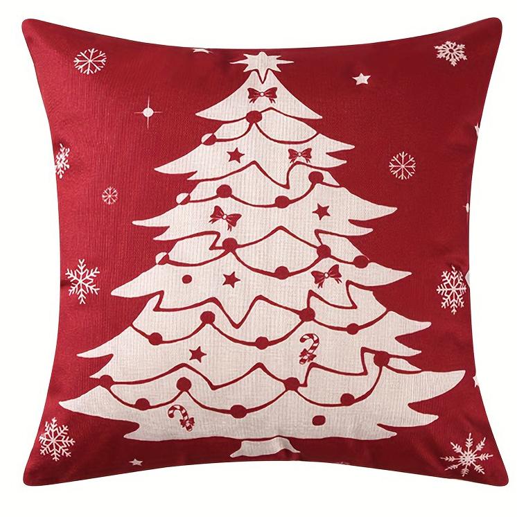 Merry Christmas Decoration Pillow Cover Fawn Christmas Tree Pattern Suitable for Home Room Living Room Sofa Cushion Cover