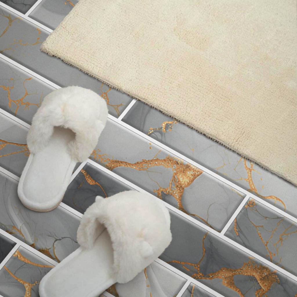 Vinyl Decorative Panel with Graphics for Kitchen or Bathroom 100x50 Cm Elegant Marble Pattern