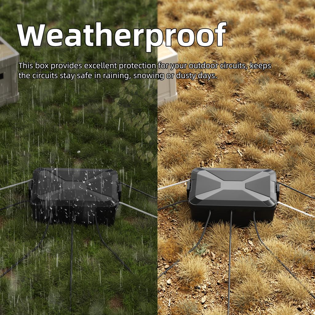 Outdoor Electrical Box 13x8x5 Large Outdoor Extension Cord Cover Waterproof Weatherproof Connection Box Black Outside Power Cord