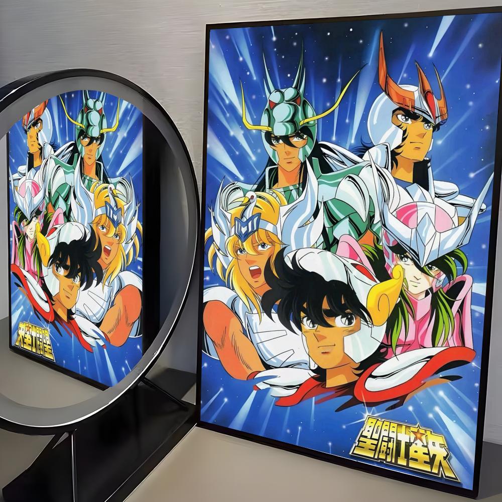 S-Saint Seiya Anime Klasyczny Plakat HD Sztuka Mural Ścienny Plakat Wodoodporny Vintage Nadruk Dekoracja do Wystroju Domu DIY
