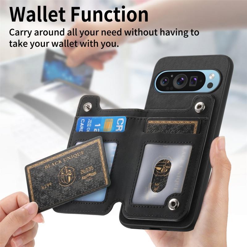 2 in 1 Magnetic Leather Zipper Wallet Phone Case for Google Pixel 10 Pro XL 8 7A 7 9A 8A Card Slots Flip Cover Coque Hoesje Etui