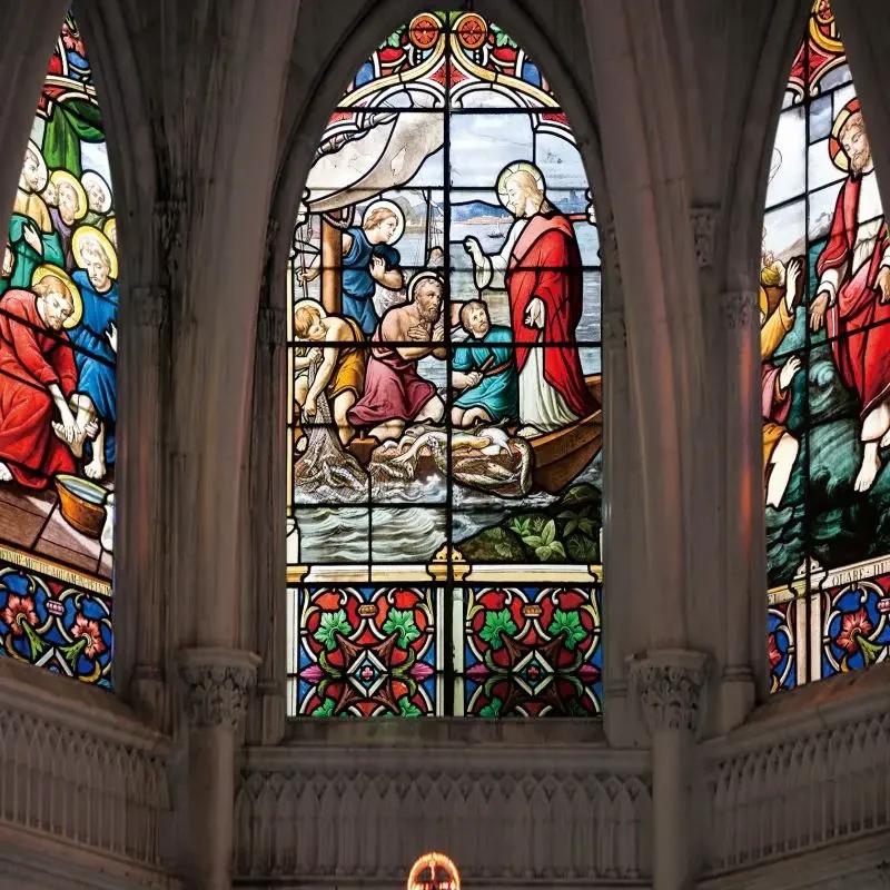 Stained Glass Window Stickers, Privacy Film, Church Style, Static Cling, Decorative Frosted Window Films, Customized Size