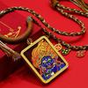 Schwarzer Dzambala Sechsarmiger Mahakala Thangka Anhänger mit Fünf Reichtumsgöttern und Ga'u Box Kette