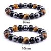 Bracelet - B - Œil de tigre - Hématite - Obsidienne noire - Triple Protection