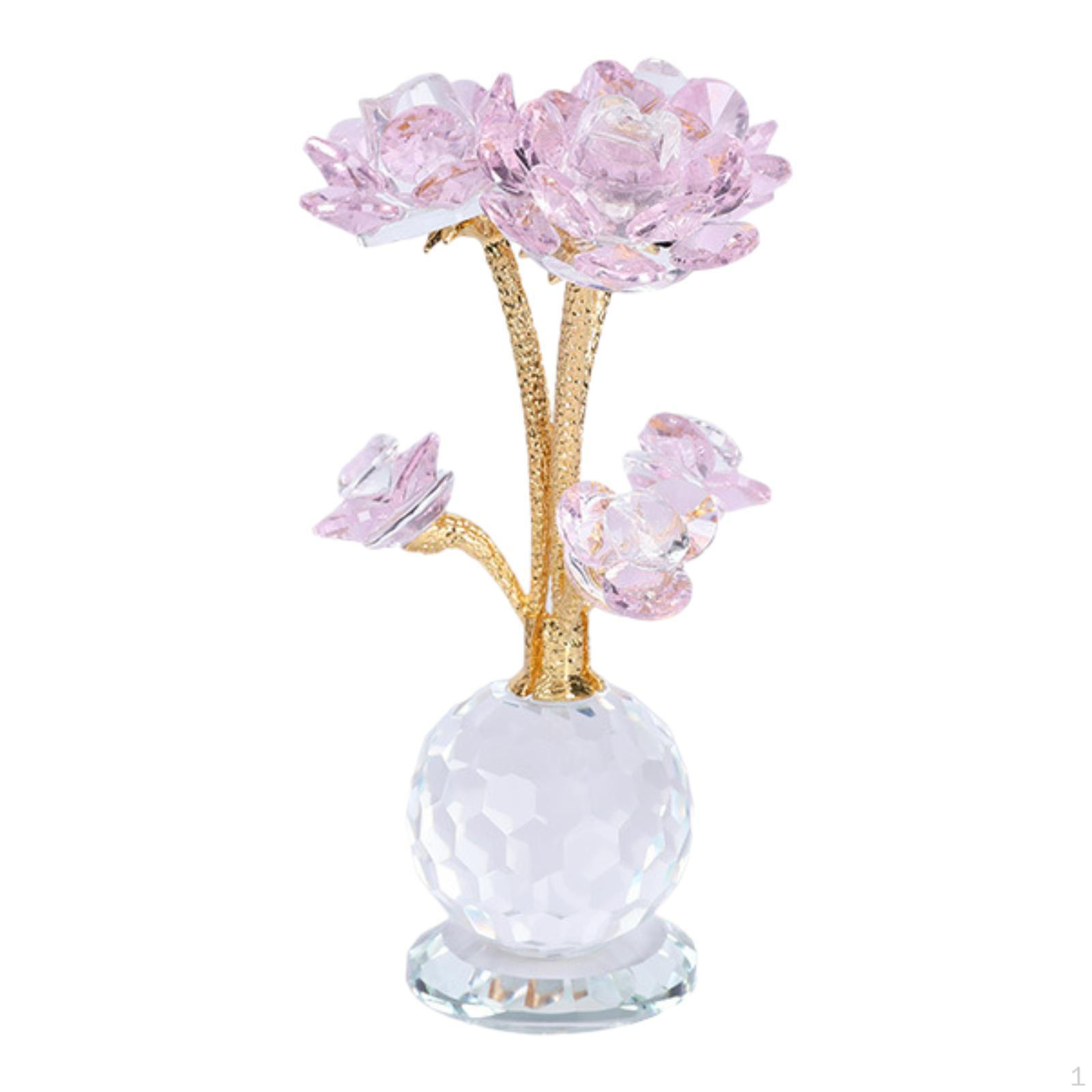 

Lotus Flower Figurine Artwork Glass Statue for Cabinet Wedding Shelves розовый