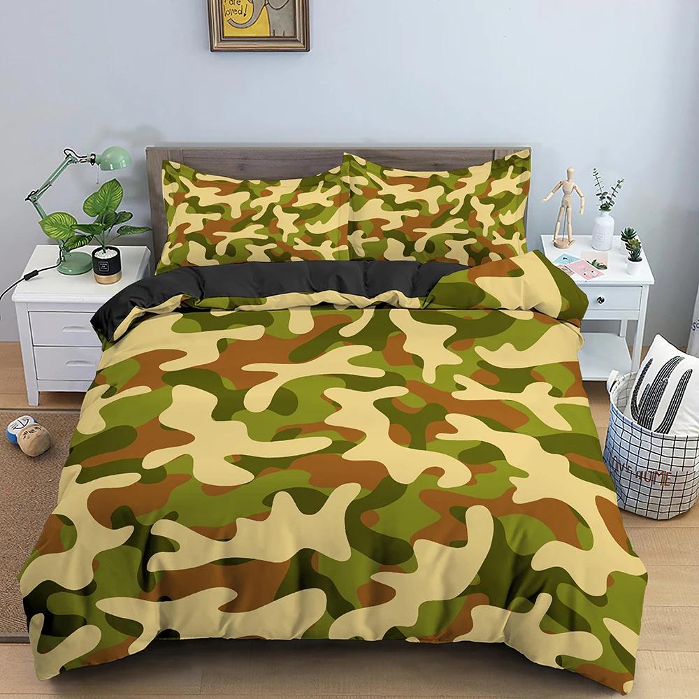 

Army Gren Camouflage Soft with Soft Fabric Duvet Cover Monochrome Atire Patern Concealing Hiding In The Wods Themed Print Decor 3 Piece Men Gifts 135*200cm Eu-Single