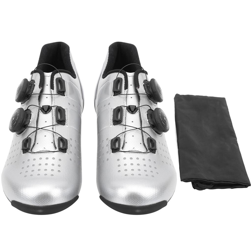 1Pair Outdoor Bike Cycling Shoes Electroplate Silver Vamp Bicycle Road Lock Shoes