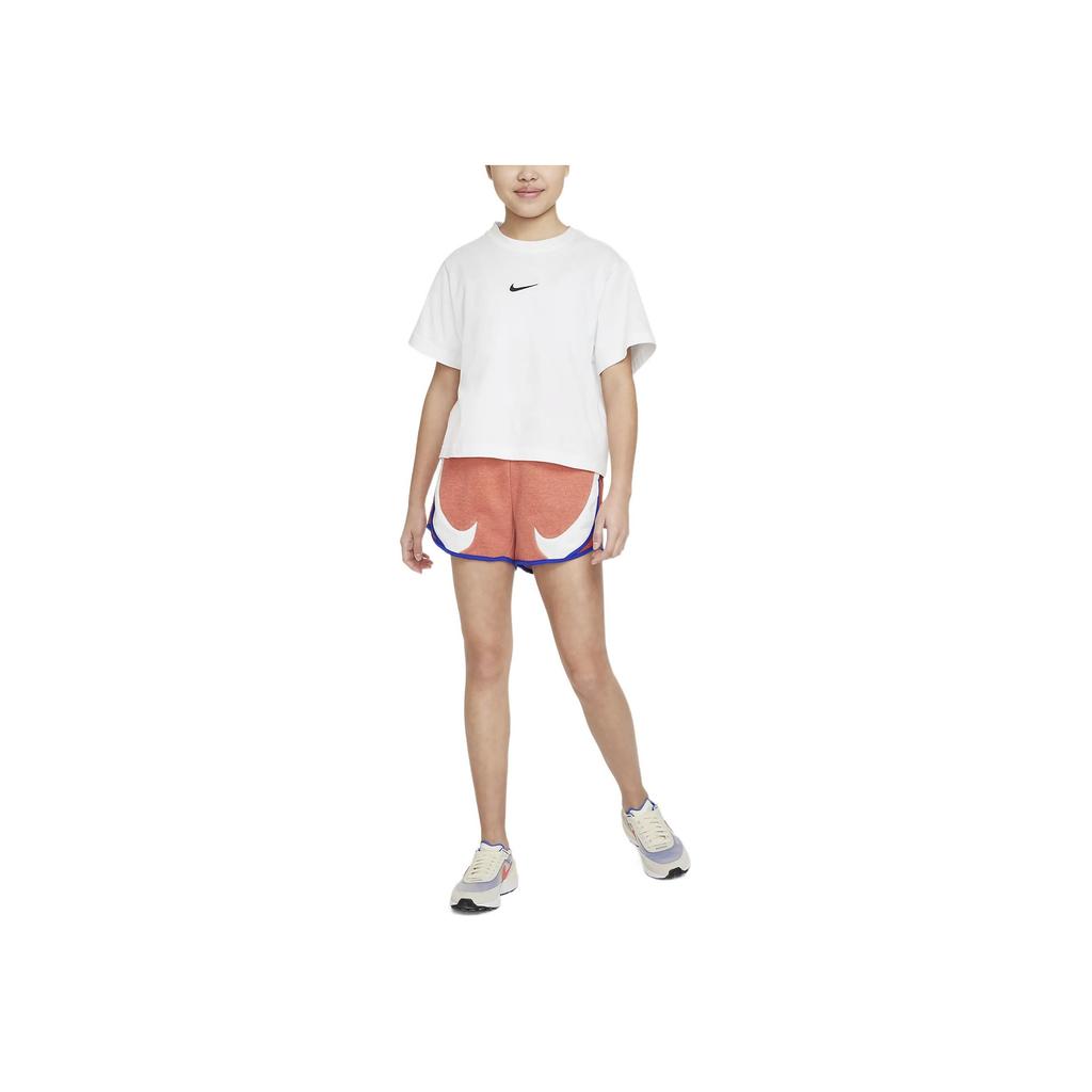 Nike Kids SS22 Contrast Double Swoosh Leisure Sports Shorts Kids Bottoms Orange DO6858-827