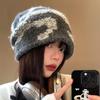 Autumn and Winter Hats Women's Knitted Wool Hats Plush Rabbit Fur Thermal Hats Big Head Circumference Ear Protectors