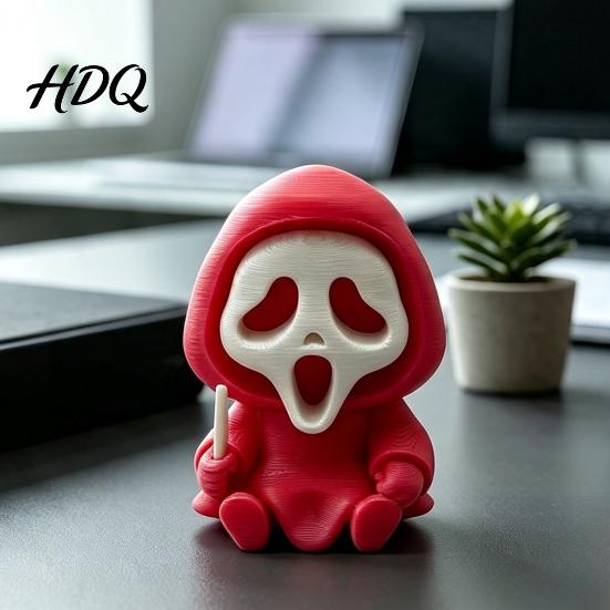 Cute Dark Aesthetic Room Accessories Halloween Ghost Statue Cartoon Skeleton Sculpture 3D Printed Textures Miniature Gothic Home Decoration Compact