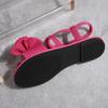 Large Bow Flat Sandals for Women with Soft Bottom Fabric and Elastic Band Beach Sandals, Suitable for Outdoor Leisure and Solid Color Beach Wear