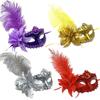 Rhinestone Decoration Masquerade Mask Feather Party Mask Venetian Mask  Dance Party