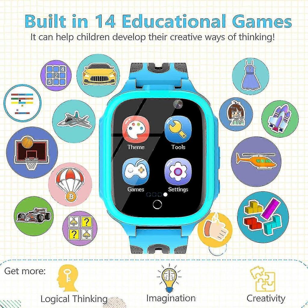 Kids Smart Watches For Girls Boys, Kids Smartwatch With Call 14 Games Dual Cameras Alarm Music Player Flashlig