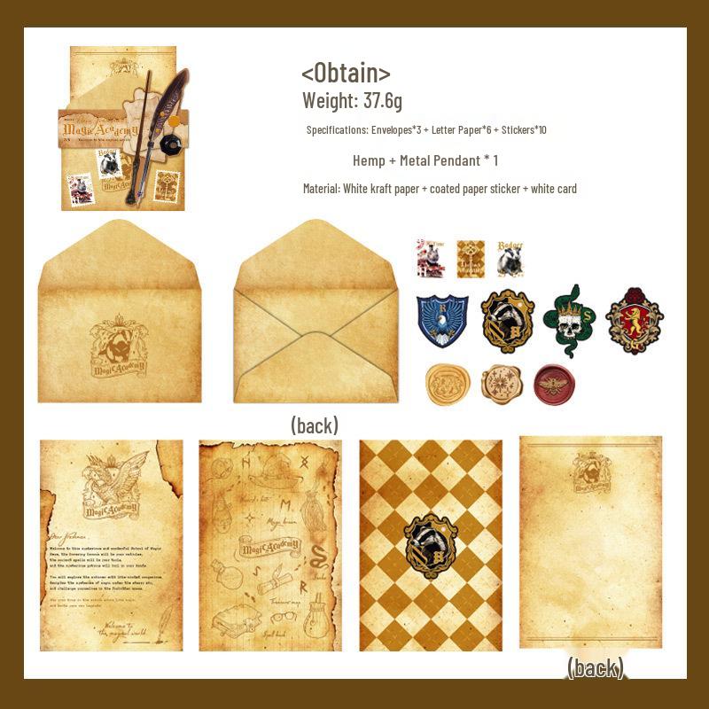Mu Ran Stationery: Magic Academy Retro Letter & Envelope Set with Wax Seal