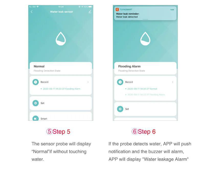 Smart WiFi Water Leak Sensor with Sound Alarm