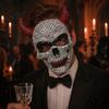 Unique Halloween Event Mask Rhinestone Mask, Sparkly Faux Crystal Demon Horn Masquerade Breathable Face Lightweight Full Cosplay Prop for Party