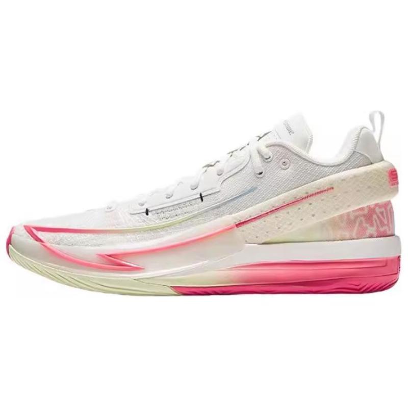 Anta Fengmang 1 Cushioning, Wear Resistant Low top Basketball Shoes Men s White Red Sneakers 112431104-5 44.5