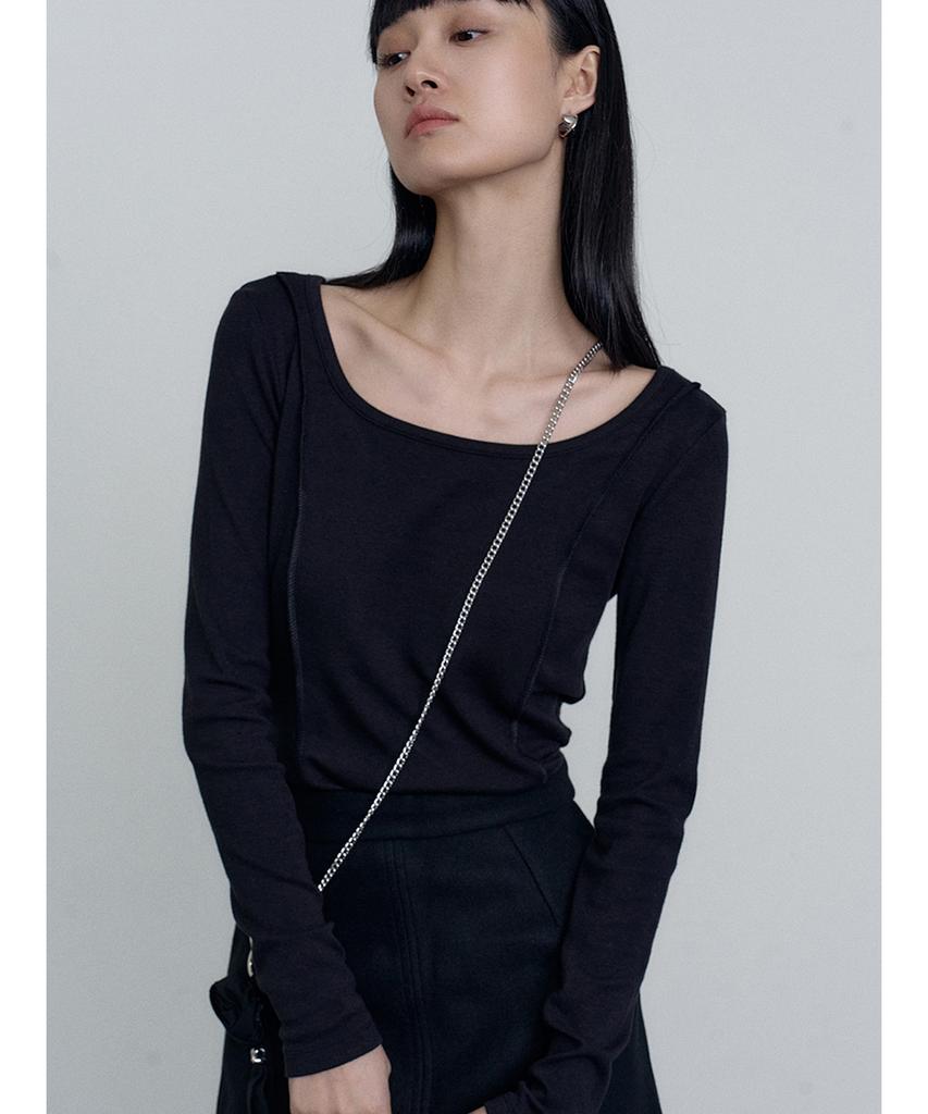 MAKE A TOAST Angora Long Sleeve T-Shirt Black Mbefto008Bk