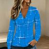 Women Plus Size V Neck Long Sleeve Blouse Vertical Stripe Print Puff Sleeve Casual Office Daily Top