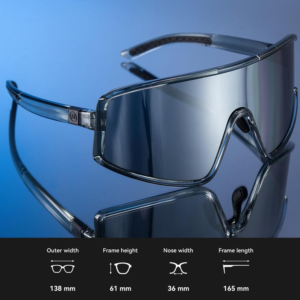 [ROCKBROS] Polarized Sunglasses, Sports Sunglasses, UV400 TAC Polarized Lenses, for Fishing, Cycling, Road Bike, Hiking, Golf, Tennis