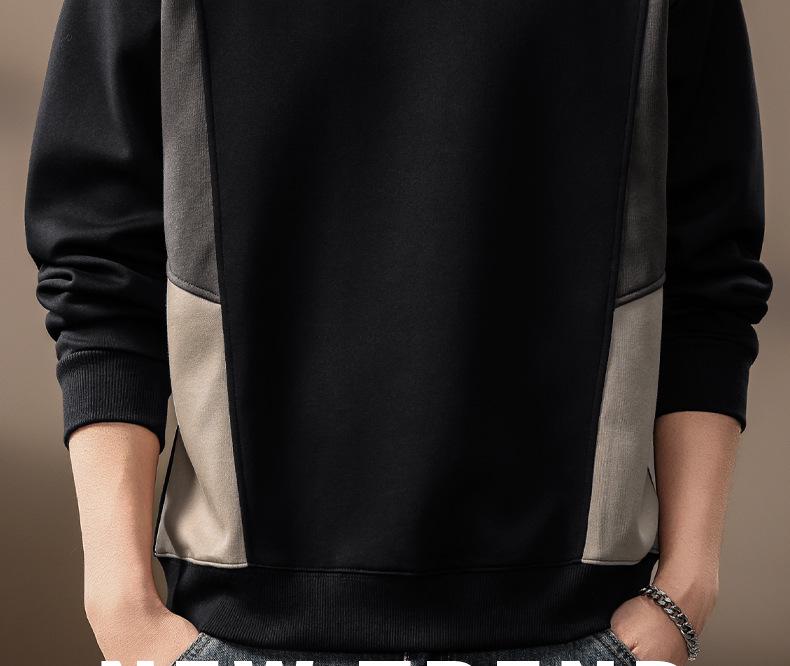 Luksusowa męska bluza z kapturem w stylu retro, patchwork w bloki kolorów, ciężka, jesienna kolekcja