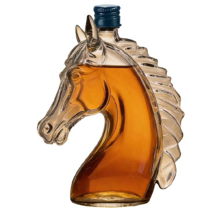 Practical Decorative Bottle for Premium Whisky with Horse Head Borosilicate Glass Texture Suitable for Whisky Lover