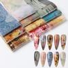 10 Sheets Feng Shui Ink Staining Nail Foils Transfer Paper Laser Nail Art Stickers Decal Pattern Printing Mold Manicure Tool