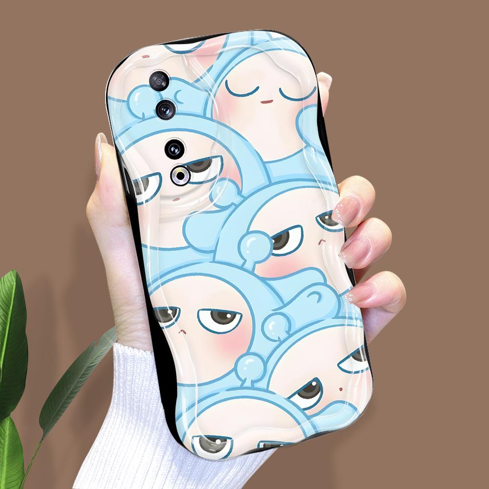 

Милый мультяшный узор, кремовая текстура, мягкий силиконовый чехол с волнистыми краями, чехол для телефона для Huawei Honor Infinix Tecno iPhone iPhone 16 Plus чёрный