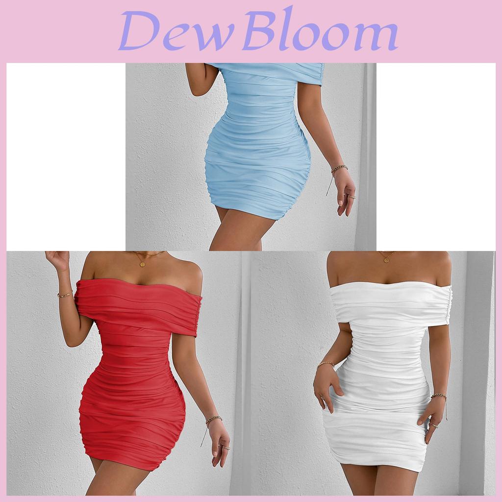 New Spring 2025 Satin Bodycon Dress With Off Shoulder Design For Women