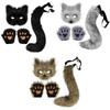 Cosplay Fluffy Fur Fox Tail Cat Paws Gloves and Ears Headwear Face Mask Cosplay Costume Mask Set HalloweenTheme Party Accessorie